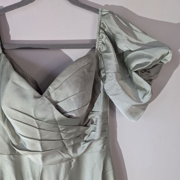 AW. Bridal Sage Green Dey Maxi Bridesmaid Dress Size 4 - Picture 5 of 11